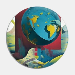 Flat Earth. Modern art Pin