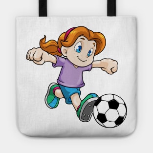 Girl as Soccer player with Soccer ball Tote