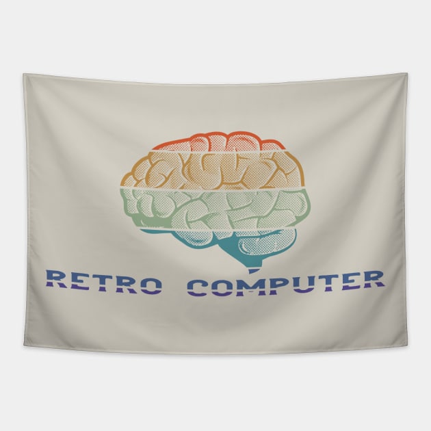 Retro Computer - Vintage Colored Brain Tapestry by Jitterfly