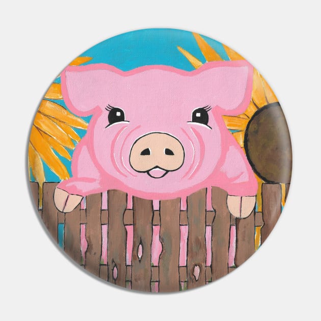 BABY Pig  Art Painting Pin by SartorisArt1