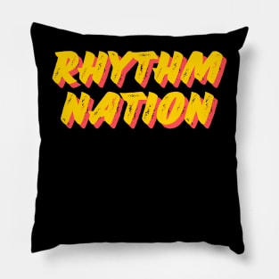 80s Aesthetic Typography - Rhythm Nation Pillow