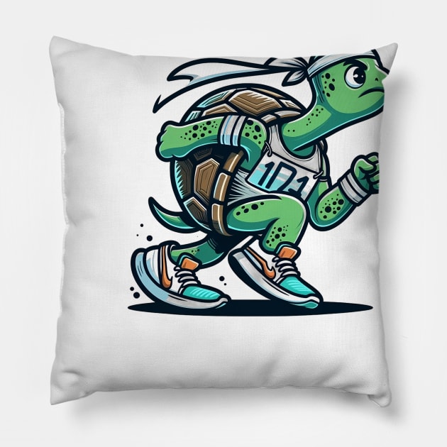 Marathon Turtle: Slow and Steady Wins Pillow by Purrformance Wear
