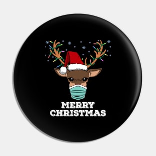 Merry Christmas 2020 Reindeer Face Mask Quarantine Pin