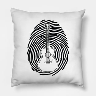 Fingerprint Acoustic Guitar Outline Light Theme Pillow