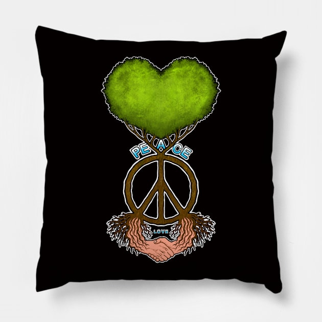 Peace symbol with tree peace sing Pillow by Artardishop