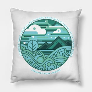 blue vintage retro relaxing Pillow