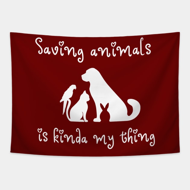 Saving Animal T-shirt, Vet T-shirt Tapestry by Salasala