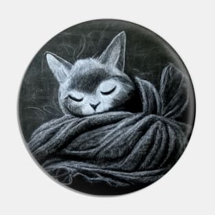 Sleeping Cat on Blankets Pin