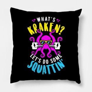 What's Kraken? Let's Do Some Squattin' Retro Neon Synthwave 80s 90s Pillow