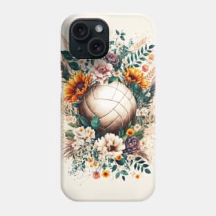 vintage Volleyball Flower Design Phone Case