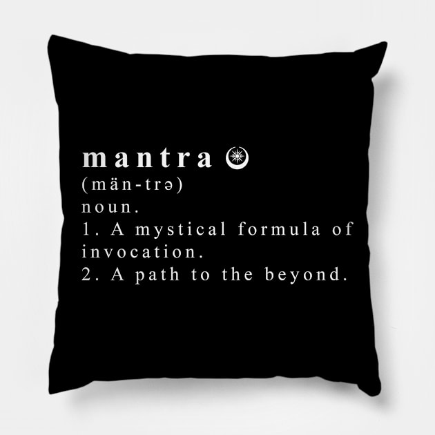 MANTRA Definition Pillow by highcouncil@gehennagaming.com