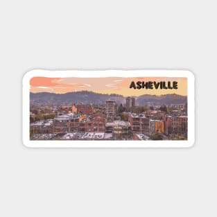 Downtown asheville, North carolina, art, illustration with text Magnet