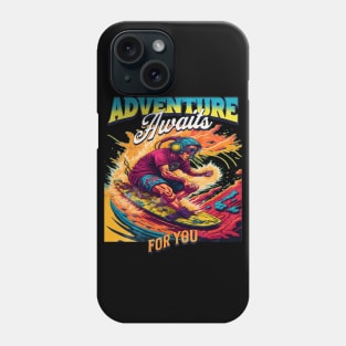 Adventure Awaits For You Surfing, Hello Summer Vintage Funny Surfer Riding Surf  Surfing Lover Gifts Phone Case