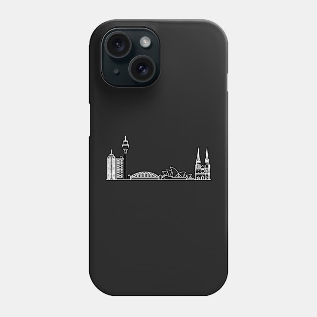 Sydney Skyline in white with details Phone Case by Mesyo