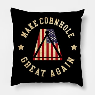 Make Cornhole Great Again Funny Cornhole American Flag Pillow