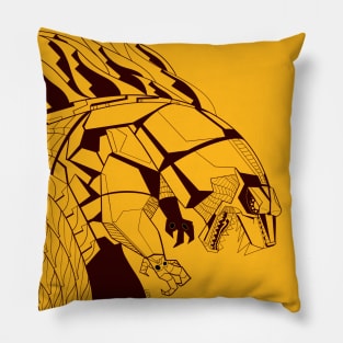 the red mechagodzilla cyborg kaiju in ecopop Pillow