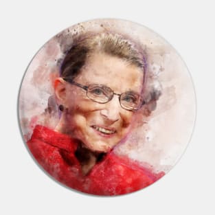 Ruth Bader Ginsburg Smiling Portrait Watercolor V Pin