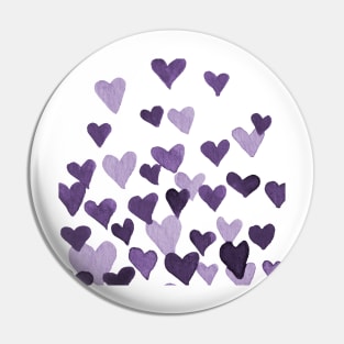 Valentine’s Day Watercolor Hearts – ultra violet Pin