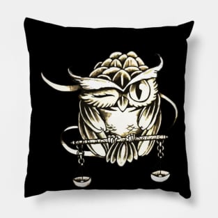 The Owl And The Balance - Vintage Pillow