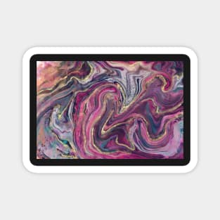 Pink Grey and Gold Abstract fluid Art Magnet