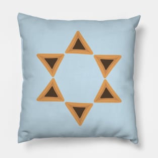 Purim holiday flat design icons of hamantashs in star of david shape Pillow