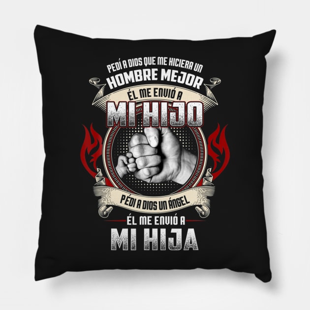 Proud Padre Dad Birthday Fistbump Hijo Hija Father Day Pillow by ANGELA2-BRYANT