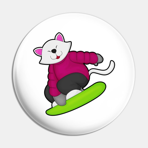Cat as Snowboarder with Snowboard Pin by Markus Schnabel