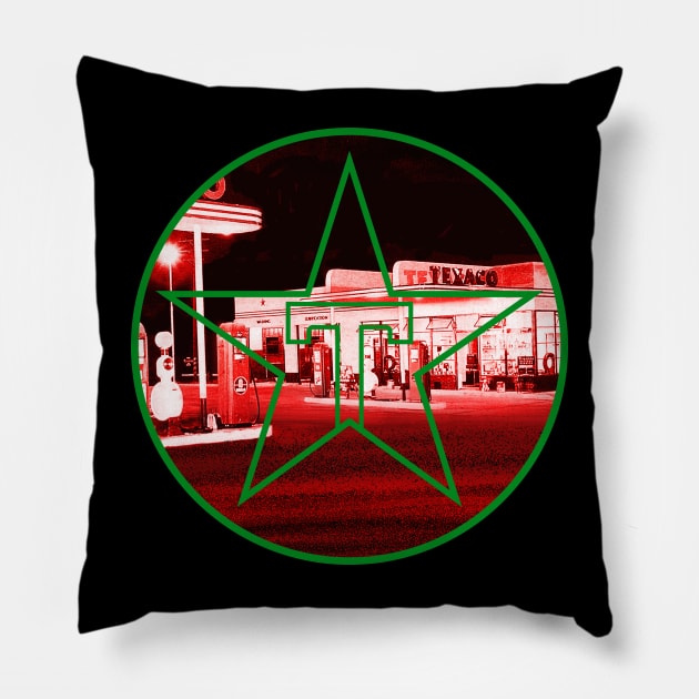 Gas station at night Pillow by candcretro