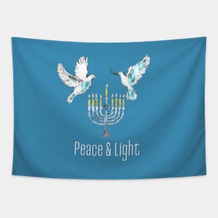 Peace and Light - Menorah design Tapestry