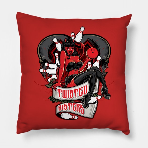 Twisted Sisters Pillow by spicoli13