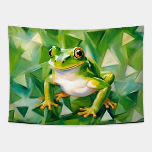 Green Tree Frog On Green Terrazzo Tapestry