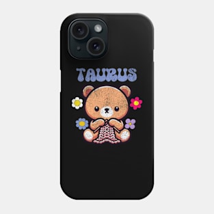 Vintage Taurus Teddy Bear Zodiac Sign Astrology Cute Retro Phone Case