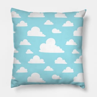 Blue Summer Sky with White Clouds Pattern Pillow