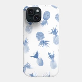 Denim blue pineapples - watercolor Phone Case