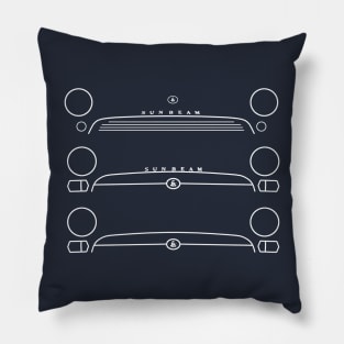 Sunbeam Alpine Series I-V classic British car evolution white outlines Pillow