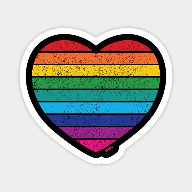 Retro Rainbow Heart Magnet by meownarchy