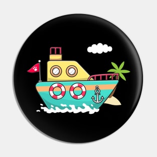 Boat Cartoon Illustration Pin