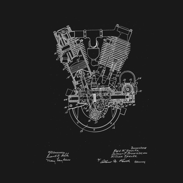 internal combustion engine Vintage Patent Drawing by TheYoungDesigns