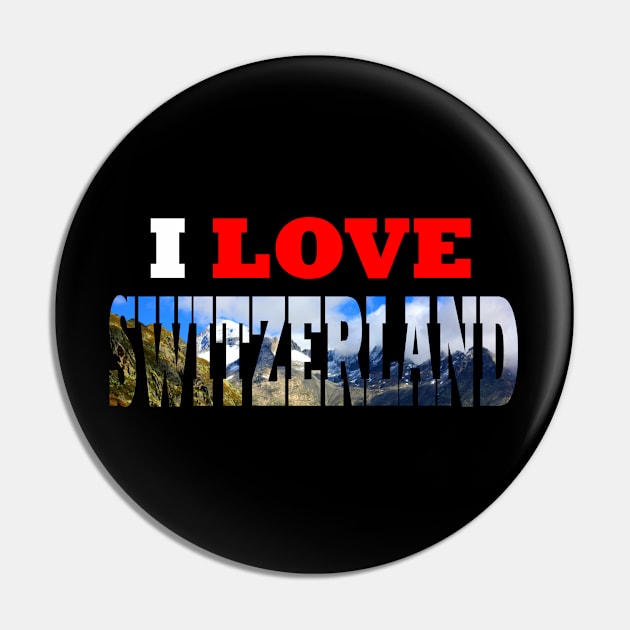 I Love Switzerland Mountain over Rhone Glacier Pin by PathblazerStudios