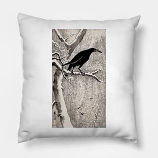 Ohara Koson Crow on Snowy Branch Japanese art Pillow