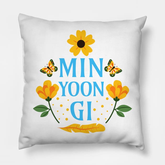 Min Yoongi - Floral Suga BTS Army - Min Yoon-gi Pillow by Millusti