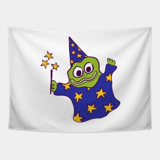 Froggy Wizard (blue) Tapestry