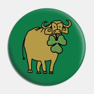 Gold Ox with Shamrock for St Patricks Day Pin