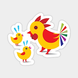 Children's Education with Mother Hen and  Cute Little Chickens Magnet