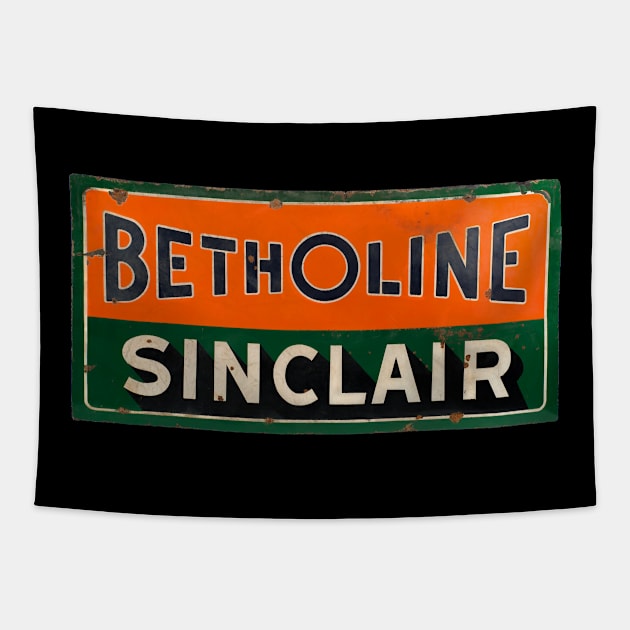 Betholine motor fuel vintage distressed sign Tapestry by Hit the Road Designs