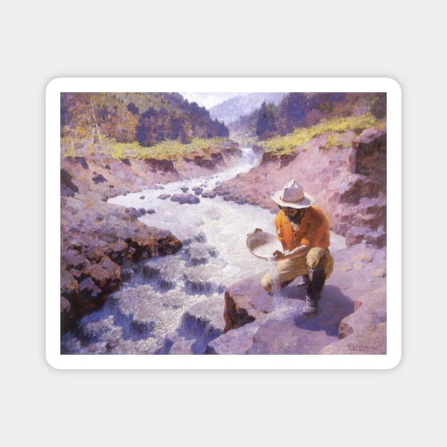 Panning Gold, Wyoming by William Robinson Leigh Magnet by MasterpieceCafe