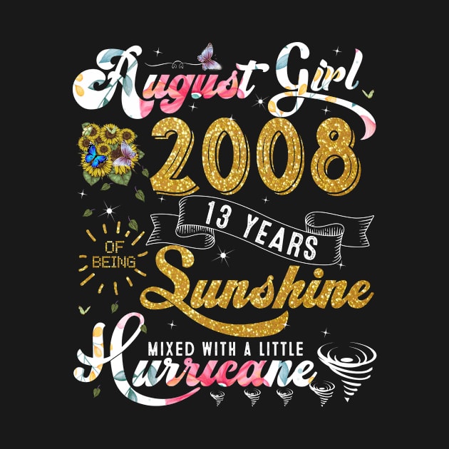 Vintage August 2008 Design 13 Years Old 2008 Birthday designs by TeeBlade