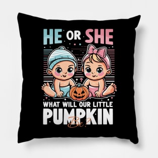 Anticipation Awaits: What Will Our Little Pumpkin Be – He or She? Pillow