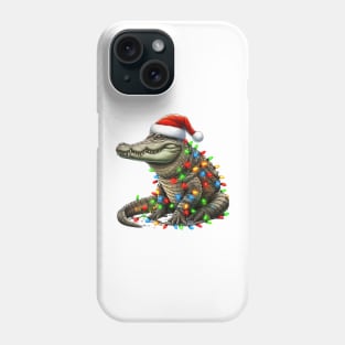 Alligator Wrapped In Christmas Lights Phone Case