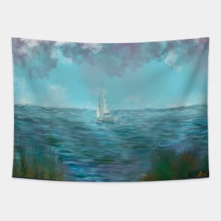 Rainy Ocean, digital painting Tapestry